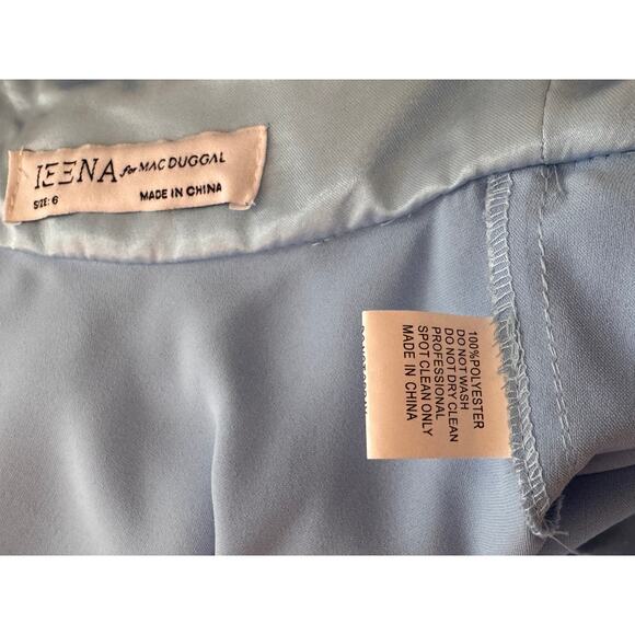 IEENA MAC DUGGAL Powder Blue Satin Strappy-Back High Slit Gown Size 6 - Picture 9 of 9